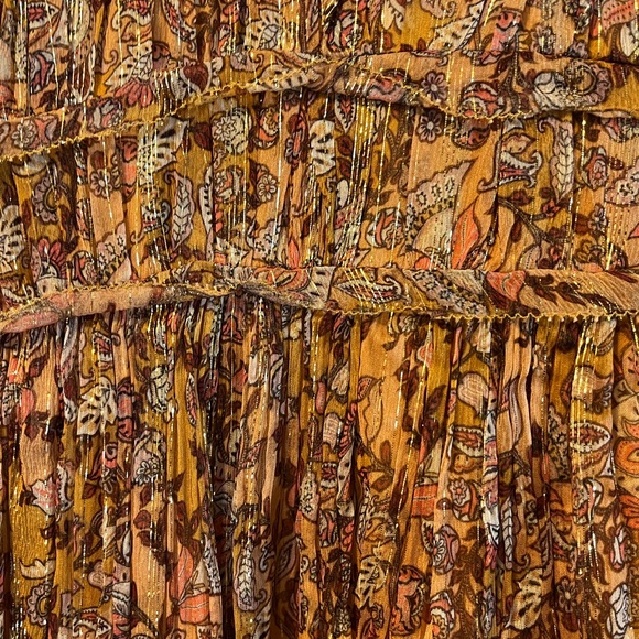 NWT Anthropologie gold and jewel tone midi dress adjustable straps ruched bodice - Picture 5 of 6